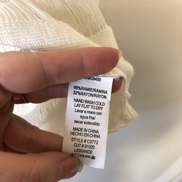 Tricot Joli Ivory Ramie Blend Top Lightweight Sz L - Picture 5 of 7